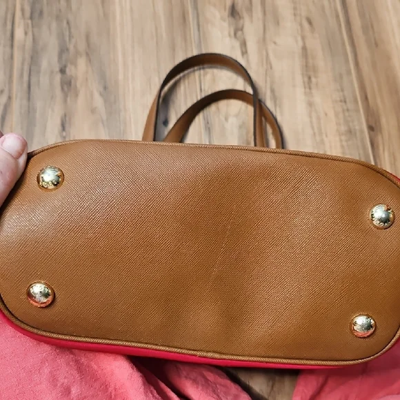 Michael Kors Women's Nylon Red and Tan Travel Tote - Picture 10 of 16